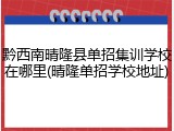 黔西南晴隆县单招集训学校在哪里(晴隆单招学校地址)