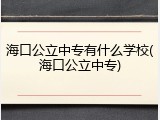 海口公立中专有什么学校(海口公立中专)