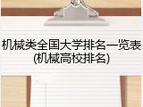 机械类全国大学排名一览表(机械高校排名)