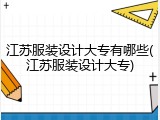 江苏服装设计大专有哪些(江苏服装设计大专)