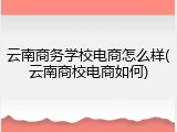 云南商务学校电商怎么样(云南商校电商如何)