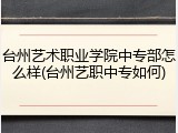 台州艺术职业学院中专部怎么样(台州艺职中专如何)