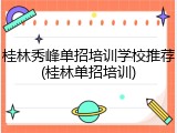 桂林秀峰单招培训学校推荐(桂林单招培训)