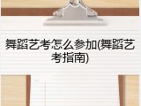 舞蹈艺考怎么参加(舞蹈艺考指南)