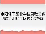 贵阳轻工职业学校录取分数线(贵阳轻工职校分数线)