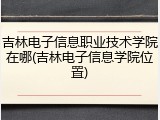 吉林电子信息职业技术学院在哪(吉林电子信息学院位置)