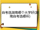 自考选湖南哪个大学好(湖南自考选哪所)