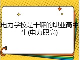 电力学校是干嘛的职业高中生(电力职高)