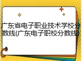 广东省电子职业技术学校分数线(广东电子职校分数线)