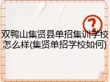 双鸭山集贤县单招集训学校怎么样(集贤单招学校如何)