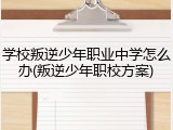 学校叛逆少年职业中学怎么办(叛逆少年职校方案)