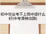 初中毕业考不上高中读什么好(中考落榜出路)