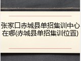 张家口赤城县单招集训中心在哪(赤城县单招集训位置)