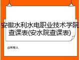 安徽水利水电职业技术学院查课表(安水院查课表)