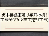 贞丰县哪里可以学开挖机?学费多少?(贞丰学挖机学费)