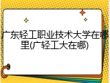 广东轻工职业技术大学在哪里(广轻工大在哪)