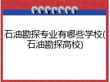石油勘探专业有哪些学校(石油勘探高校)