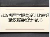武汉哪里学服装设计比较好(武汉服装设计培训)