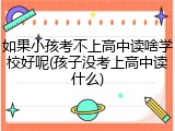 如果小孩考不上高中读啥学校好呢(孩子没考上高中读什么)