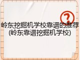 岭东挖掘机学校靠谱的推荐(岭东靠谱挖掘机学校)