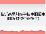 临沂高级财经学校中职招生(临沂财校中职招生)