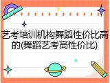 艺考培训机构舞蹈性价比高的(舞蹈艺考高性价比)