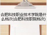 合肥科技职业技术学院是什么档次(合肥科技职院档次)