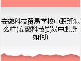 安徽科技贸易学校中职班怎么样(安徽科技贸易中职班如何)