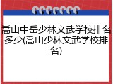 嵩山中岳少林文武学校排名多少(嵩山少林文武学校排名)