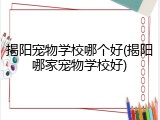揭阳宠物学校哪个好(揭阳哪家宠物学校好)