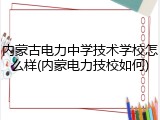 内蒙古电力中学技术学校怎么样(内蒙电力技校如何)