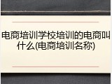 电商培训学校培训的电商叫什么(电商培训名称)