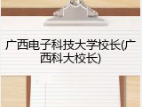 广西电子科技大学校长(广西科大校长)