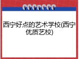 西宁好点的艺术学校(西宁优质艺校)