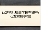 石龙挖机培训学校有哪些(石龙挖机学校)