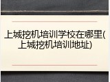 上城挖机培训学校在哪里(上城挖机培训地址)