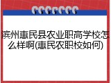 滨州惠民县农业职高学校怎么样啊(惠民农职校如何)