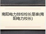 南阳电力技校校长是谁(南阳电力校长)