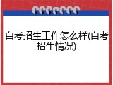 自考招生工作怎么样(自考招生情况)