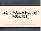 湖南长沙贵族学校高中(长沙贵族高中)
