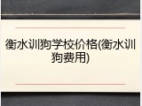衡水训狗学校价格(衡水训狗费用)