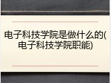 电子科技学院是做什么的(电子科技学院职能)