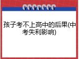 孩子考不上高中的后果(中考失利影响)