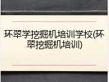 环翠学挖掘机培训学校(环翠挖掘机培训)