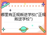 哪里有正规叛逆学校("正规叛逆学校")