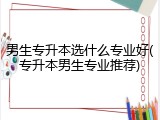 男生专升本选什么专业好(专升本男生专业推荐)