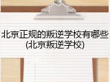 北京正规的叛逆学校有哪些(北京叛逆学校)