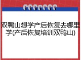 双鸭山想学产后恢复去哪里学(产后恢复培训双鸭山)