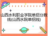 山西水利职业学院单招分数线(山西水院单招线)