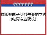 有哪些电子商务专业的学校(电商专业院校)